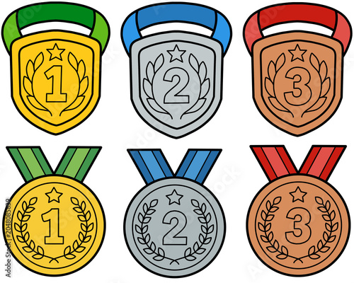 set of gold and bronze medals
