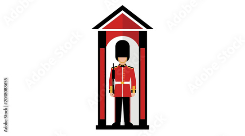 Foto A British Royal Guard in a Red Guard Box, Iconic Symbol of London