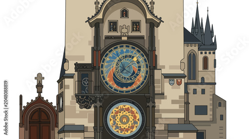 The Astronomical Clock in Prague, a historic marvel of medieval engineering and artistry.