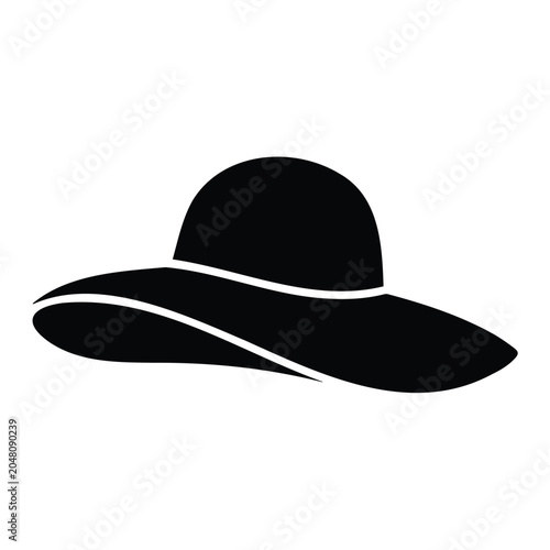 Wide brimmed hat vector illustration for summer fashion and sun protection.