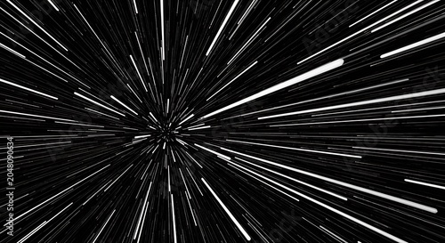 Hyperspace jump through streaking lights