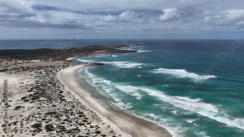 Penong, South Australia – 4k aerial drone footage of Long Beach, Cactus Beach, coastal sand dunes, salt lakes, limestone cliffs and Southern Ocean shoreline