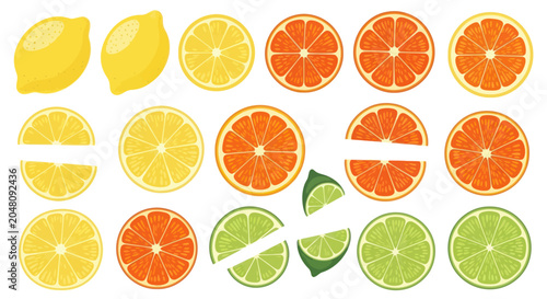 Bild auf Leinwand Colorful citrus fruit slices including lemon orange and lime