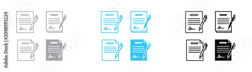 Tableau sur toile Set of professional contract document icons with pen and signature for legal agr
