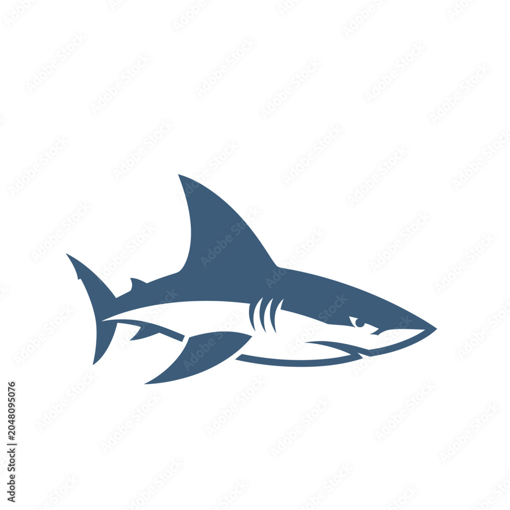Fototapeta premium Blue Shark Silhouette Vector Illustration for Marine Logo Design