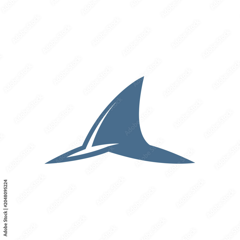 Fototapeta premium Minimalist Blue Shark Fin Vector Icon for Marine Life Branding