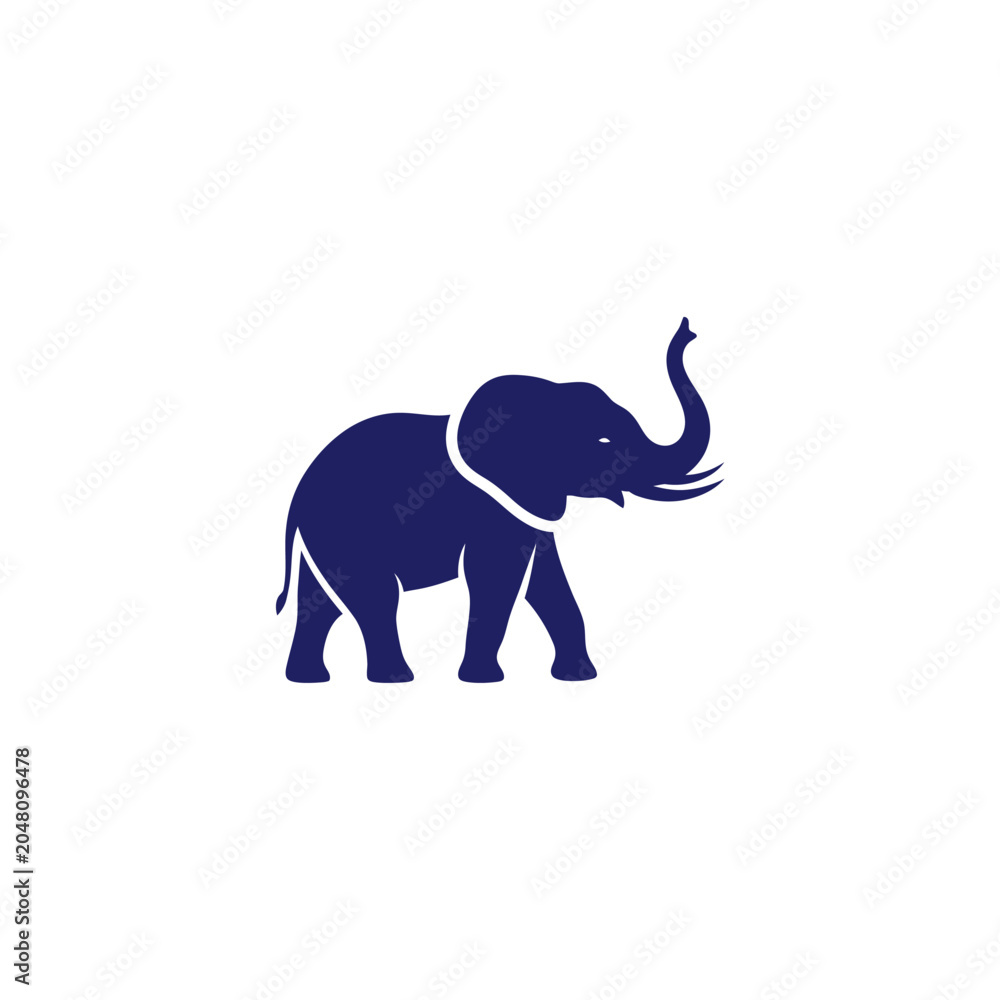Obraz premium Minimalist Blue Elephant Icon Silhouette for Branding and Design