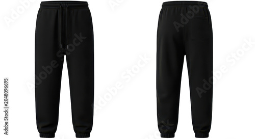 Black men's sweatpants front and back view for casual wear