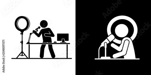 Foto Digital content creators broadcasting and recording online media using modern te