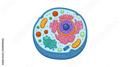 Fotografía Detailed illustration of a human animal cell structure.