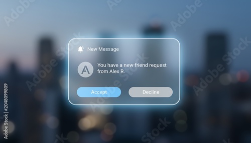 Blurred Cityscape Notification Overlay with New Message