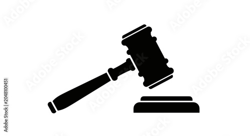Judge gavel on sound block icon.