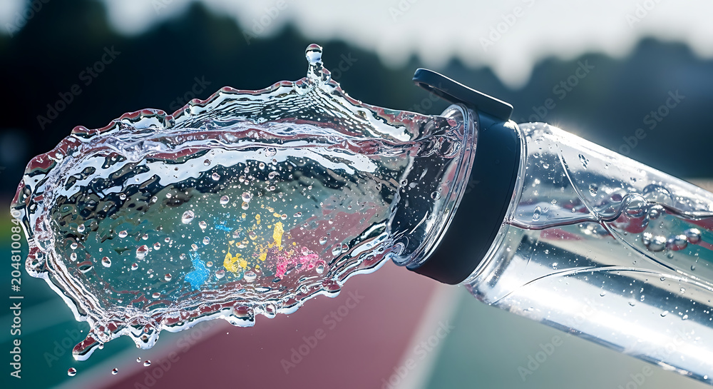 Fototapeta premium Water splashing from a clear bottle.