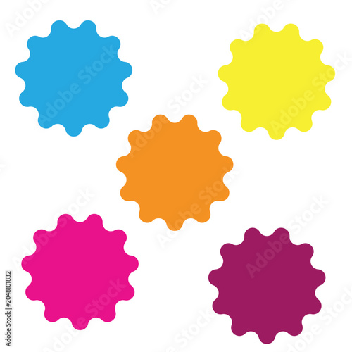  bright, colorful stickers isolated on a white background