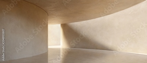 Futuristic Curved Architectural Interior with Soft Natural Light and Elegant Space