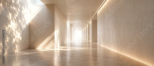 Luxury Minimal Interior with Soft Sunlight, Natural Shadows and Elegant Architectural Space