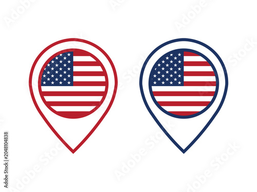 USA Flag Location Pin Icon for 4th of July Independence Day Celebration