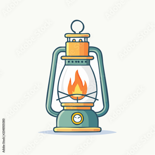Vintage Lantern with Flame Illustration
