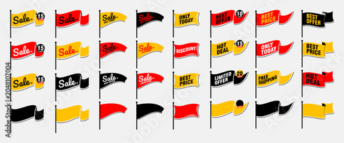 Collection of brush stroke sale, stickers and tags banners, sales label collection suitable for design promotion media