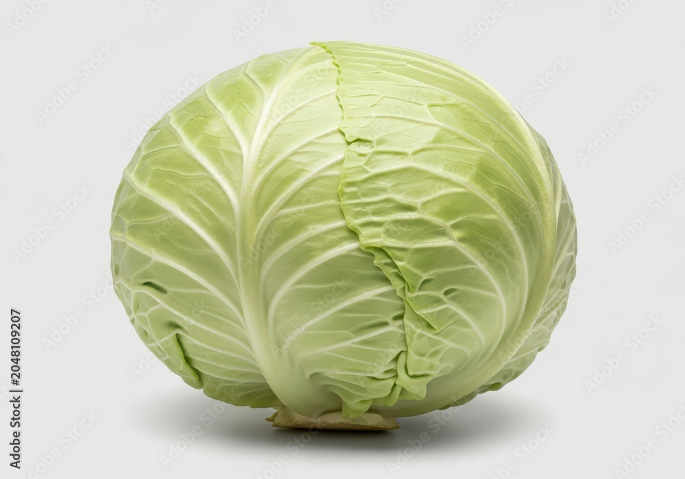 Fototapeta premium Fresh green cabbage whole vegetable on display close up