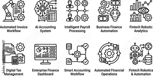 Tableau sur toile Fintech business automation and smart enterprise accounting financial workflow l