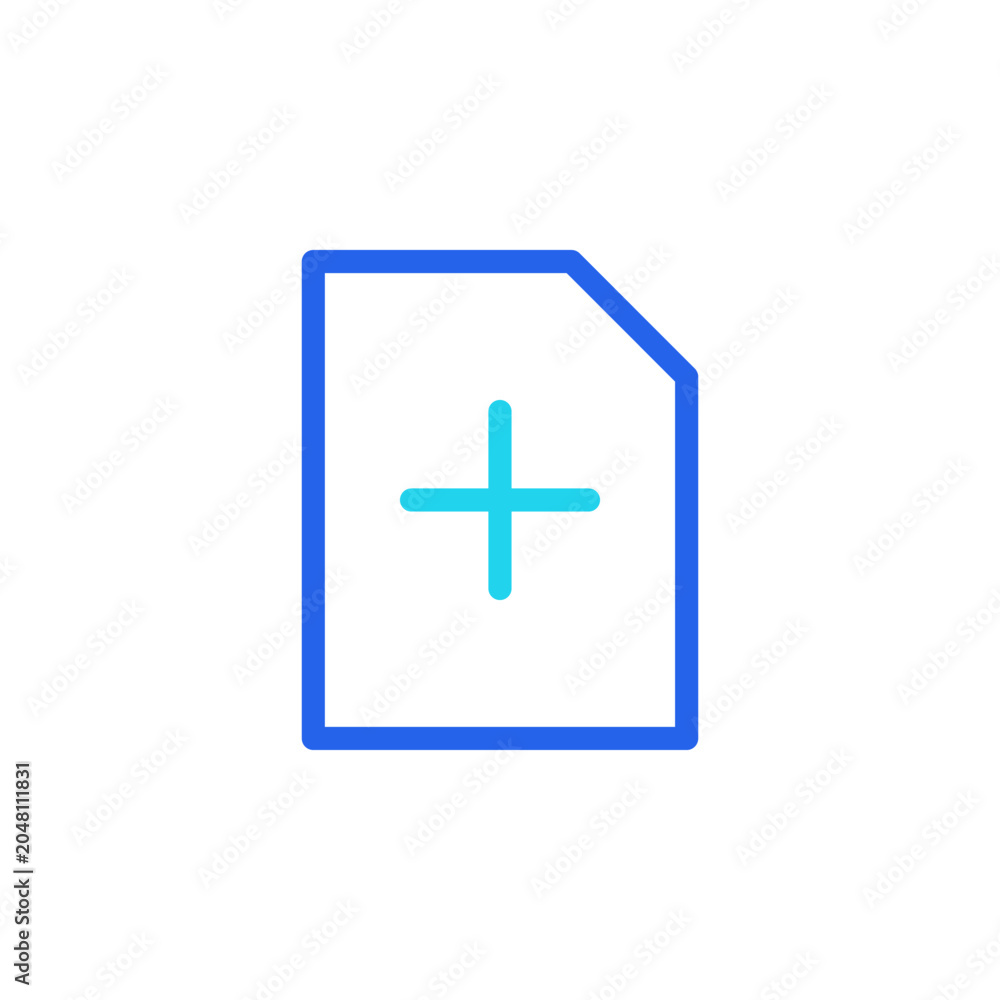Fototapeta premium Add file icon with filled outline style symbol for file creation