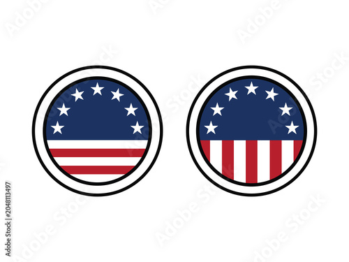 USA Patriotic Badge Icons for 4th of July Independence Day