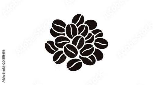 Fotografia Coffee Bean Silhouette Collection On White Background