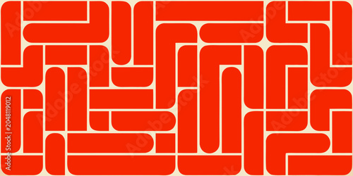 Orange geometric pattern with interlocking rounded rectangular shapes