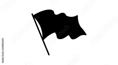 Black flag waving on a pole symbolizing protest