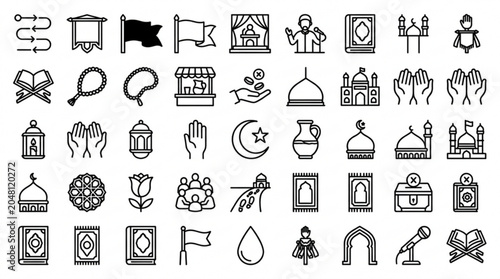 Muharram heritage icon collection for islamic celebrations