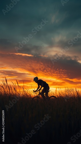 silhouette of a cyclist 