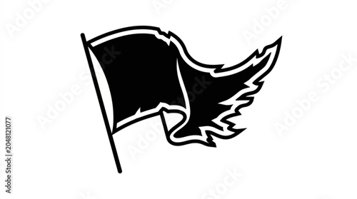 Black muharram flag waving with torn edge
