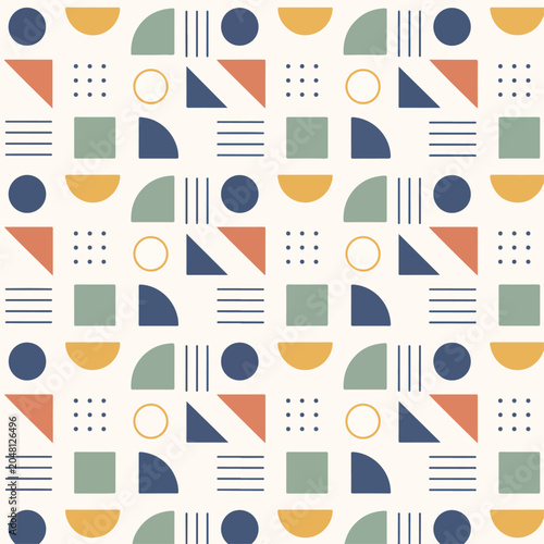 Minimalist Geometric Seamless Pattern with Abstract Shapes