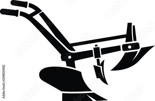 Classic hand walking plow farming equipment tool agriculture vector