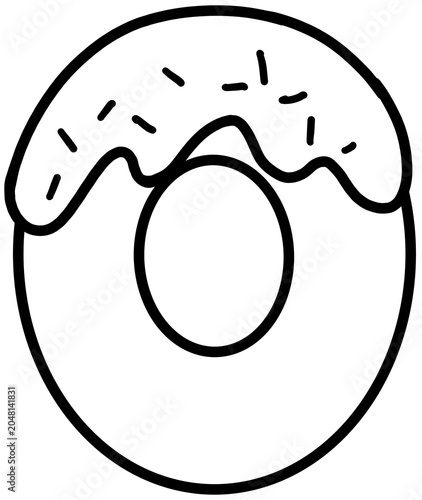 Fotografie Cute hand-drawn black and white donut numbers from 0 to 9 with cream glazing and sprinkles