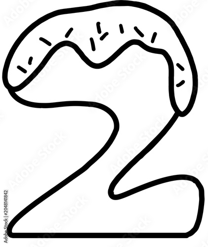 Bild auf Leinwand Cute hand-drawn black and white donut numbers from 0 to 9 with cream glazing and sprinkles