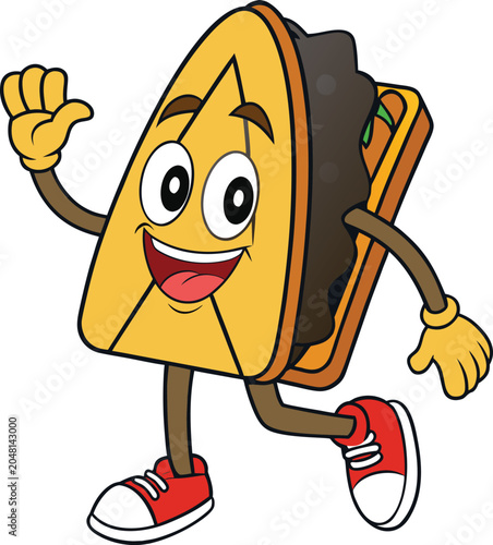 Cartoon taco character waving hello with a friendly smile