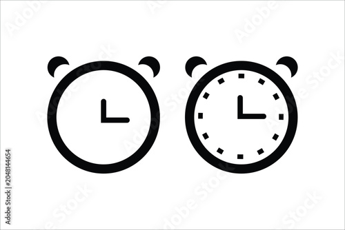 Set of alarm clock icons, minimalist flat design vector illustration