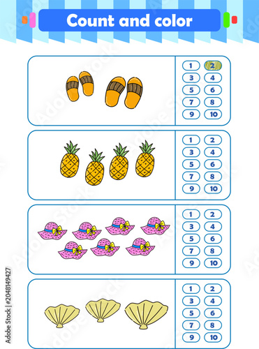Canvas Print Counting game of wild animals for preschool kids