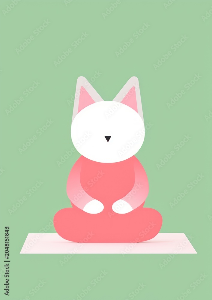 Naklejka premium Cute cat doing yoga pose mammal pet representation.
