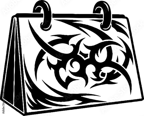 Desk Calendar with Abstract Tribal Pattern Design