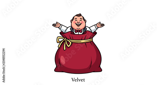 Cheerful Man Popping Out of a Large Red Gift Sack