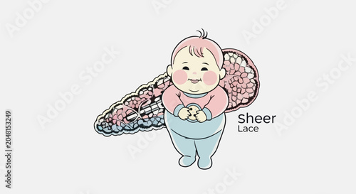 Smiling baby faces on halftone pattern background banner