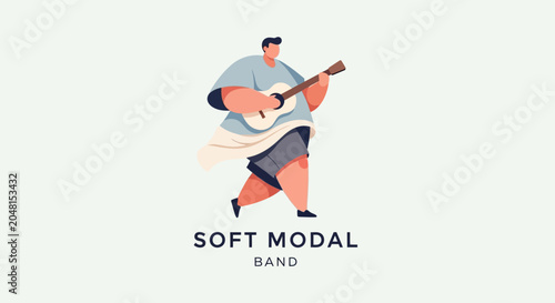 Musician playing acoustic guitar illustration for band concept