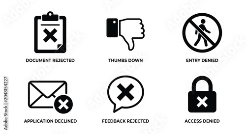 Schilderij op canvas Rejected Application And Failed Idea Vector Illustrations With Red Crosses