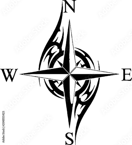 Tribal compass rose with cardinal direction markers