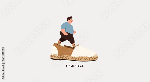 Man walking on a giant espadrille summer shoe