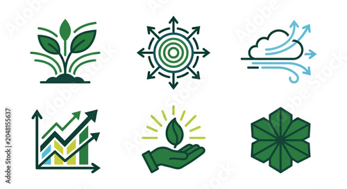 Cuadro en lienzo Directional arrow icons black line art on white background