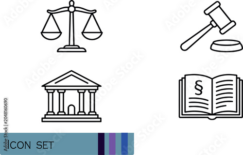 Fotografía Print Law Justice and Courthouse Architecture Icons - Professional Minimalist Ve